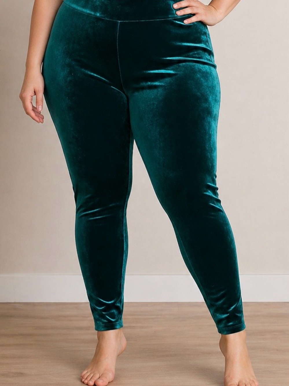 Torrid Velvet Full Length Leggings in Deep Green